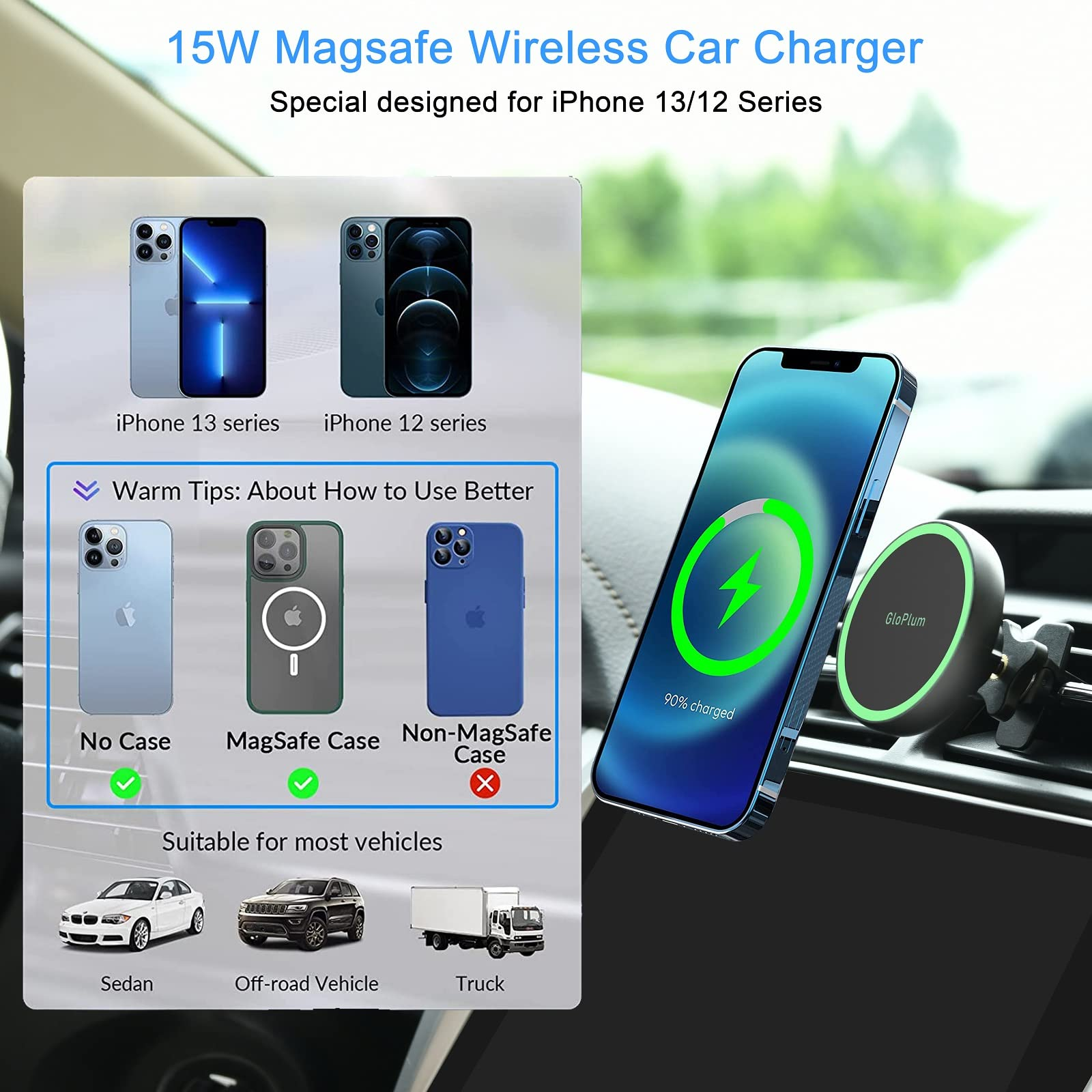 GloPlum charger mounted inside a vehicle
